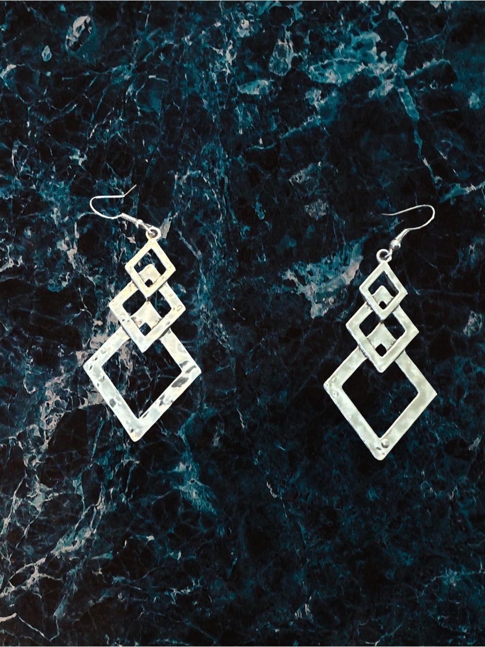 Unique Vintage Silver Geometric Drop Earrings
